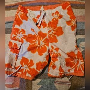 Exist Supreme Men's Size Large Orange Floral Board Shorts Swim Trunks